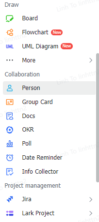 Nhóm tính năng vẽ chart và cộng tác trong lark docs